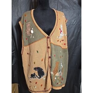 Vintage Women's Vest With Cats, Beautiful, Soft